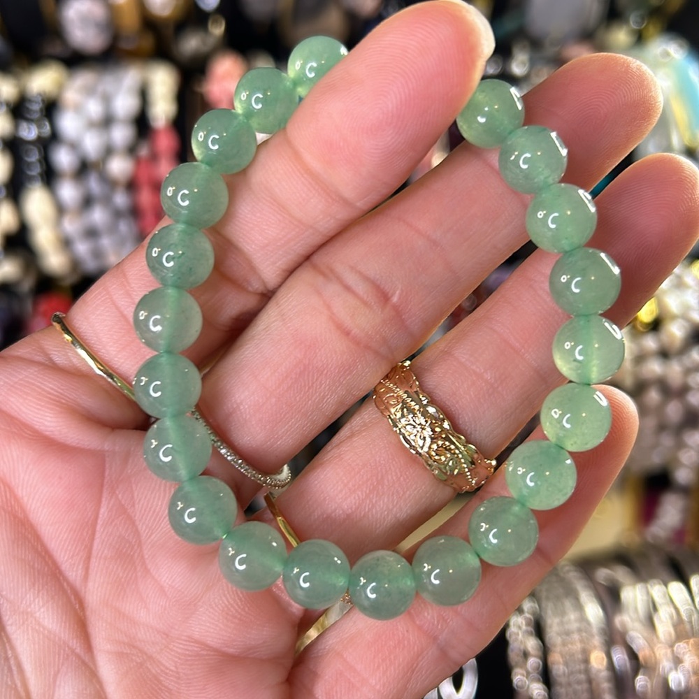 187A. Green Aventurine 6mm Bracelet Made on Maui - Picture 3 of 3